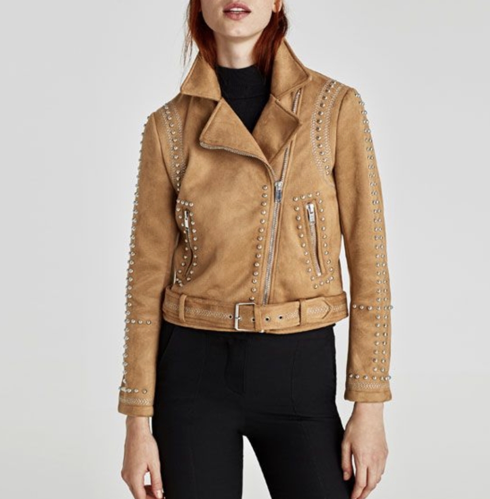 Zara studded suede moto